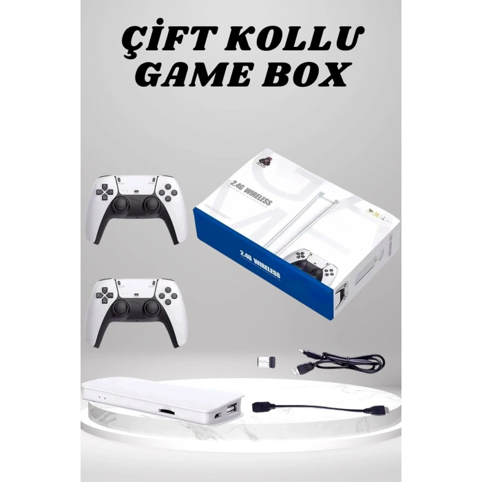 VipMarketim 4K 3D HD Görüntü Kaliteli Kablosuz Çift Kollu 20.000 Oyunlu Retro Oyun Konsolu TV Box