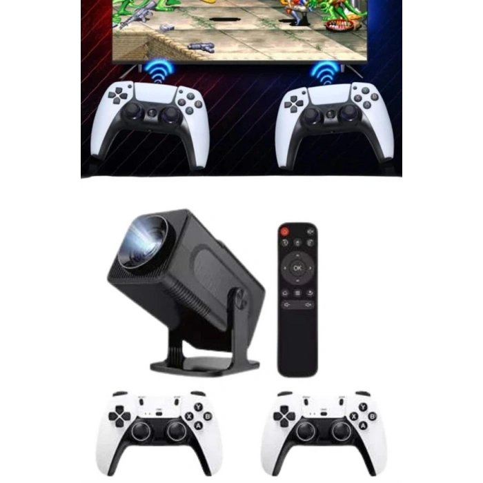 VipMarketim 4K Android Smart Wi-fi Çift Kollu Projeksiyon Game Box Kumandalı Taşınabilir