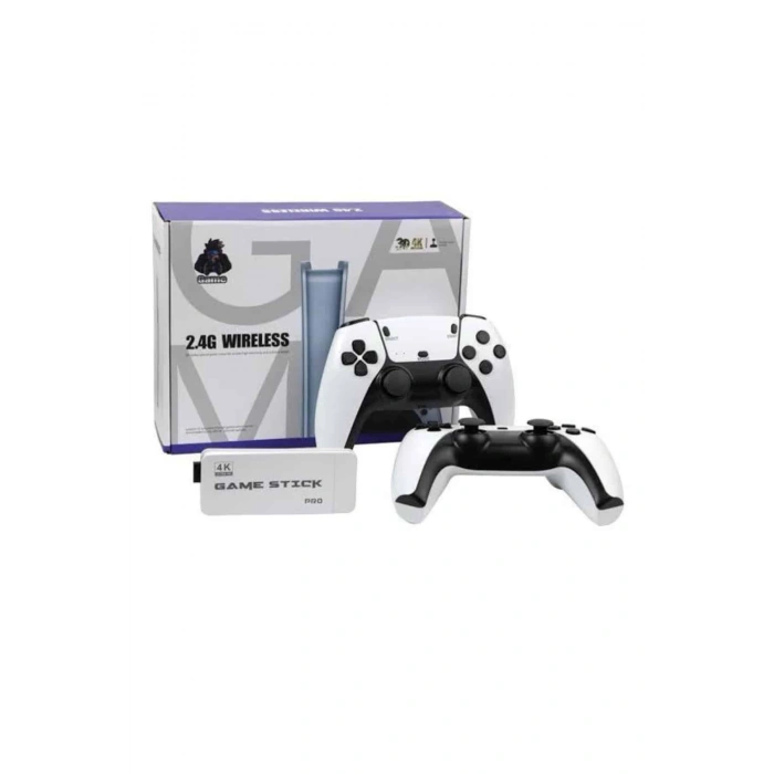 VipMarketim 4K HD Görüntü Kaliteli Retro Game Stick 20000 Oyunlu Çift Kollu Beyaz Game Stick