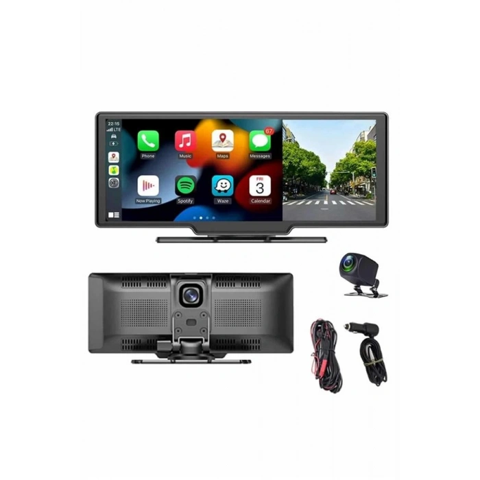 VipMarketim 4K Ultra Araç İçi Ön ve Arka Kameralı Ekran HD 2 Kameralı Torpido Üstü Araç Multimedya