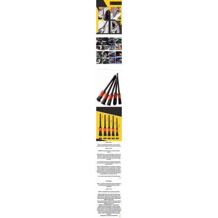 VipMarketim 5 Boy Araç Detay Temizlik Fırça Seti Slalom Design
