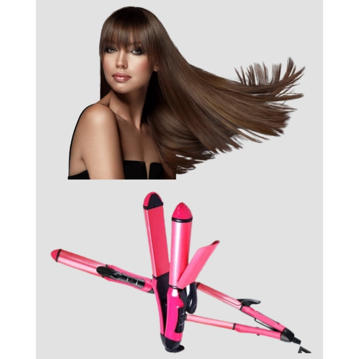 VipMarketim 5 Kademeli Seramik Saç Düzleştirici – Düz ve Kıvırcık Mod 26 mm Plaka Profesyonel Saç Şekillendirme