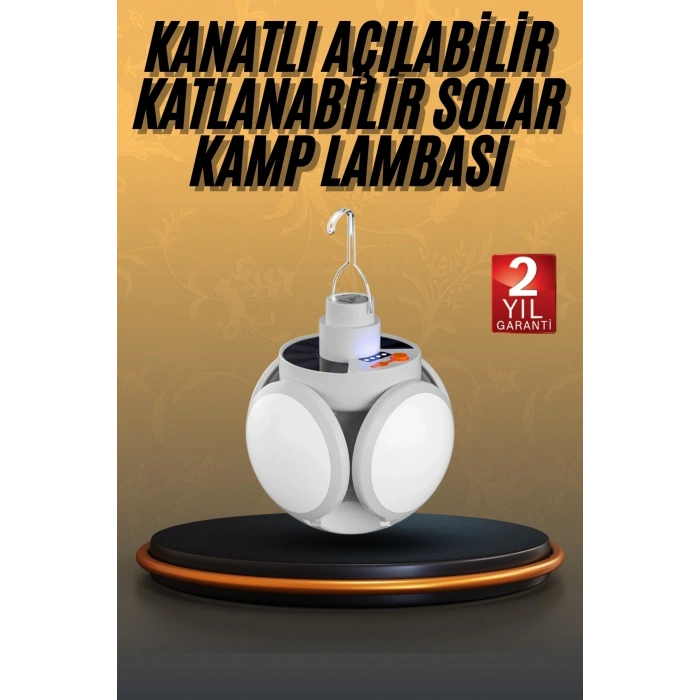 VipMarketim 5 Kanatlı Bahçe Aydınlatma Led Askılı Solar Güneş Enerji Usb Sarjlı