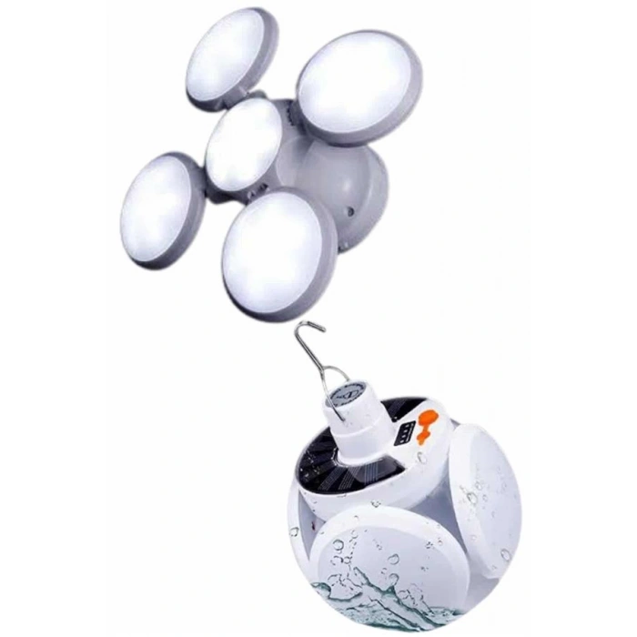 VipMarketim 5 Kanatlı Bahçe Aydınlatma Led Askılı Solar Güneş Enerji Usb Sarjlı