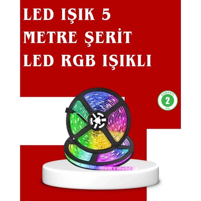 VipMarketim 5 Metre Kumandalı RGB Şerit LED Aydınlatma