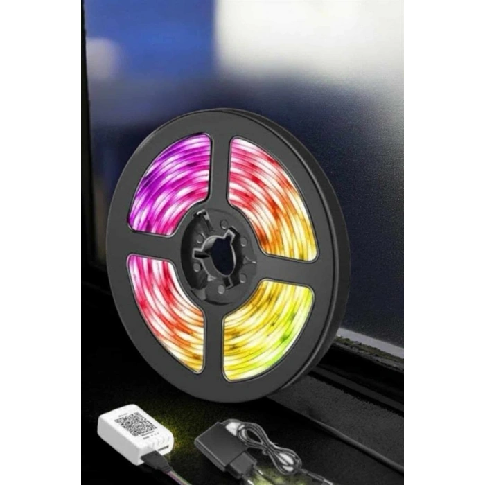 VipMarketim 5 Metre Şerit Led RGB Işıklı Kumandalı Güç Adaptörü Her Ortama Uygun