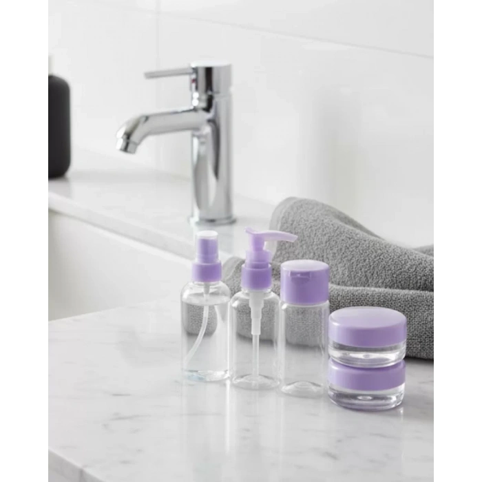 VipMarketim 5 Parça Seyahat Banyo Seti 30 ml Şeffaf Taşınabilir Şişe Seti