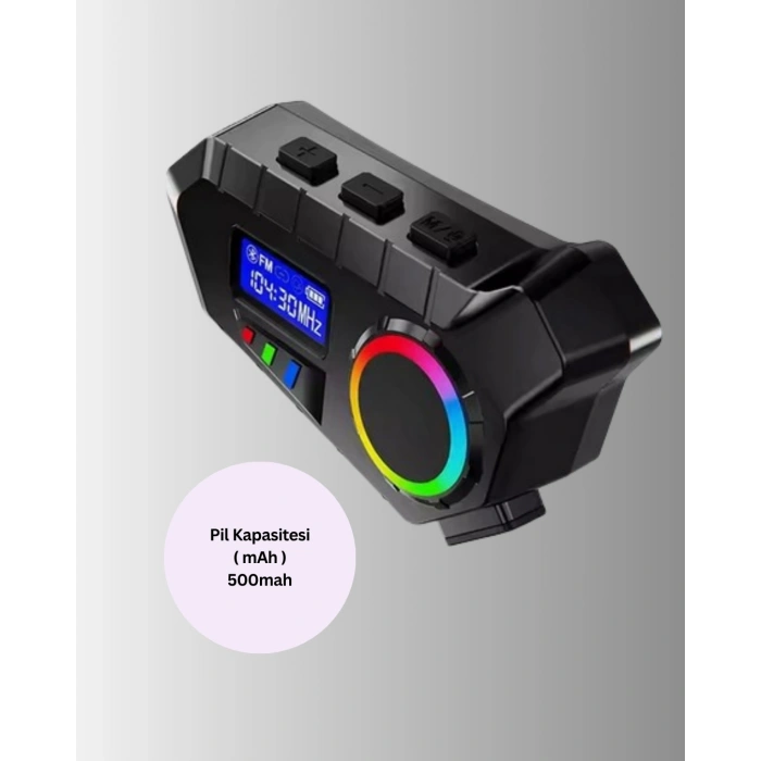 VipMarketim 500mAh Bataryalı Bluetooth 5.4 İnterkom LED Ekranlı FM Destekli