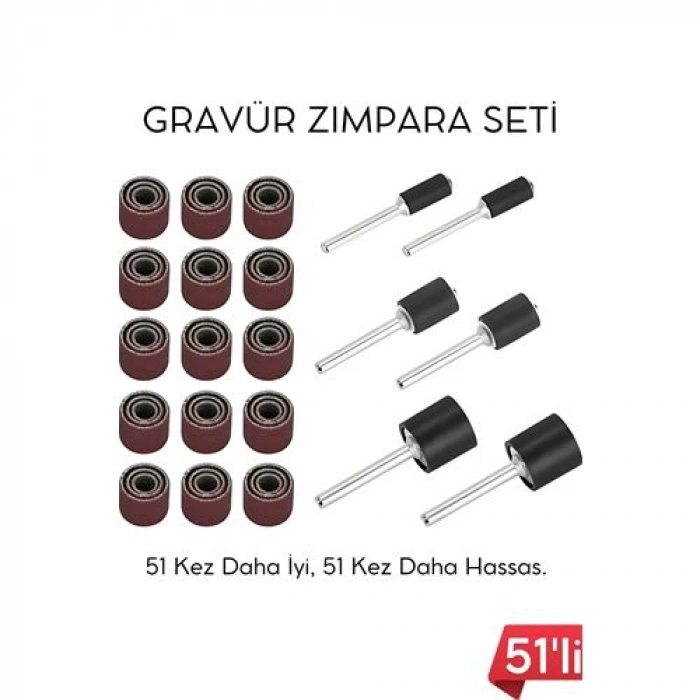 VipMarketim 51li Mini Zımpara Gravür Seti Dremel Ucu: Profesyonel Taşlama Parlatma ve Şekillendirme Aleti