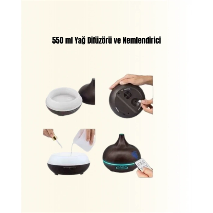VipMarketim 550 ml Ultrasonik Yağ Difüzörü ve Soğuk Buhar Nemlendirici