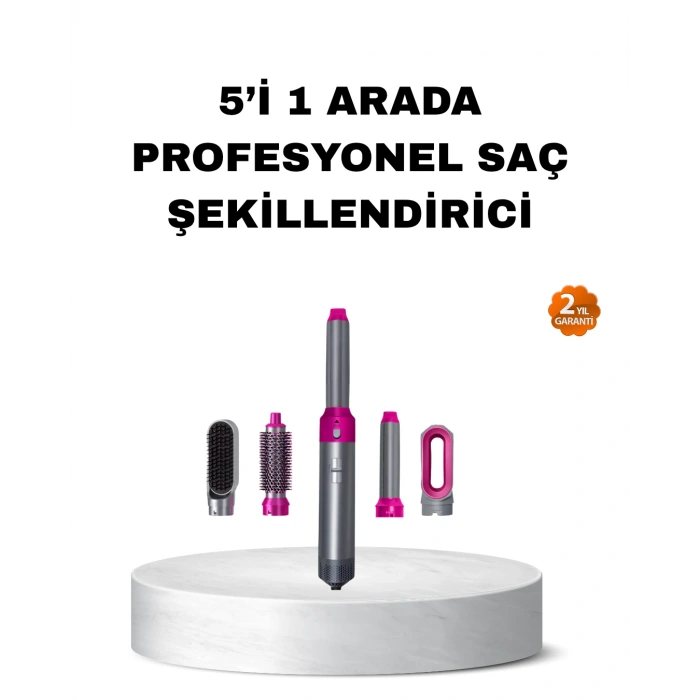 VipMarketim 5’i 1 Arada Saç Şekillendirme Seti Negatif İyon Teknolojili ve Hızlı Kurutmalı
