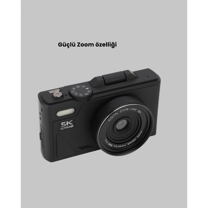 VipMarketim 5K UHD Dijital Kamera 75MP Sensör 18x Zoom Stabilizasyonlu