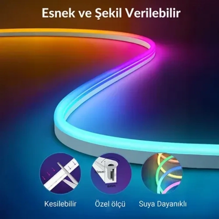 VipMarketim 5m 16 Renk 4 Fonksiyonlu Esnek Şerit Neon LED