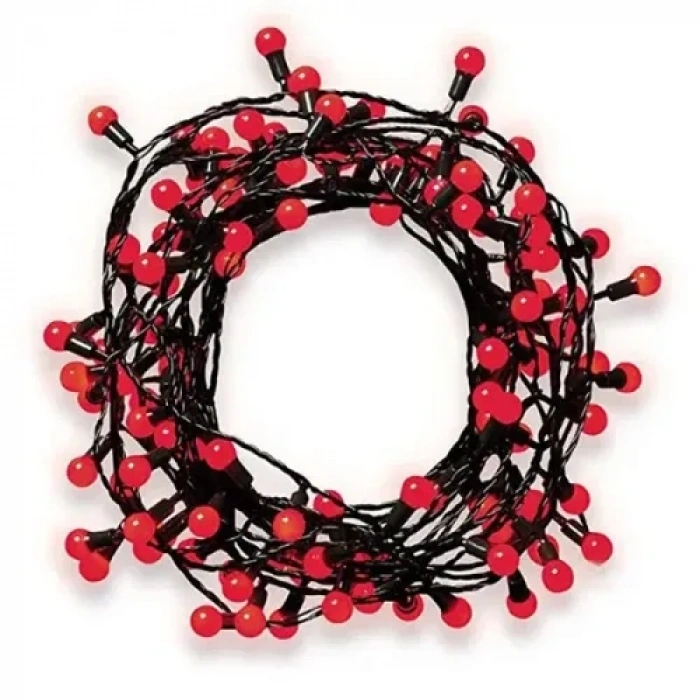 VipMarketim 5m 28 LED Mini Top Işık Kırmızı - Fişli, Siyah Kablo