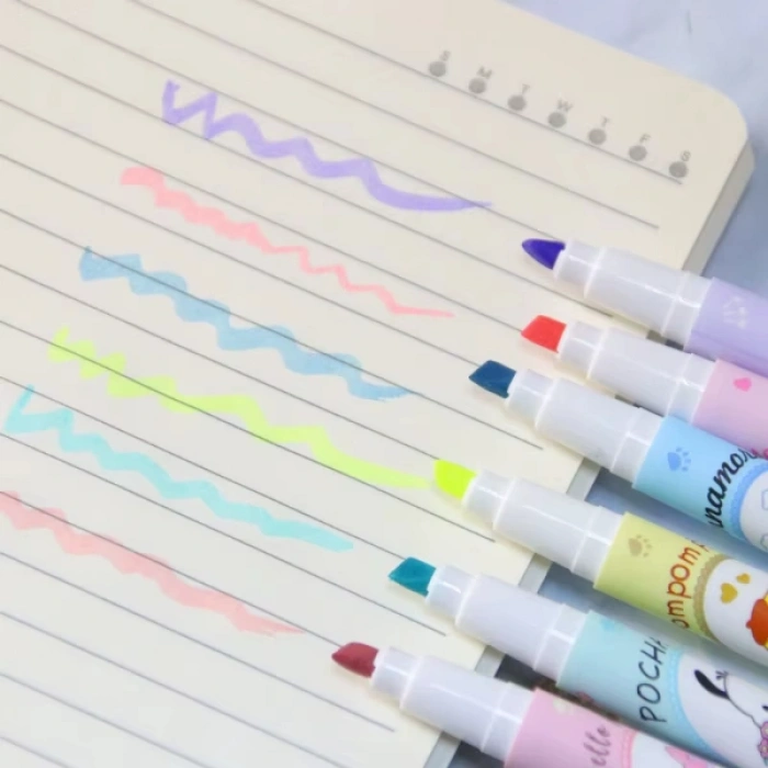 VipMarketim 6lı Fosforlu Kalem Seti - Sanrio Karakterleri, Kuromi, Hello Kitty