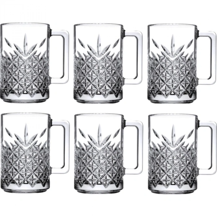 VipMarketim 6lı Kulplu Kristal Meşrubat Bardağı