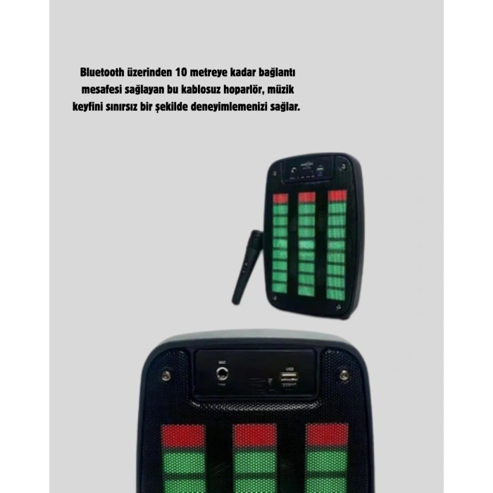 VipMarketim 6.5” LED Işıklı GTS 1793 Bluetooth Hoparlör Güçlü Bass ve FM Destekli