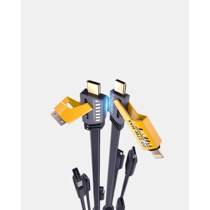 VipMarketim 65W 4’ü 1 Arada Örgülü Hızlı Şarj Kablosu USB-C USB-A Çoklu Şarj Dayanıklı