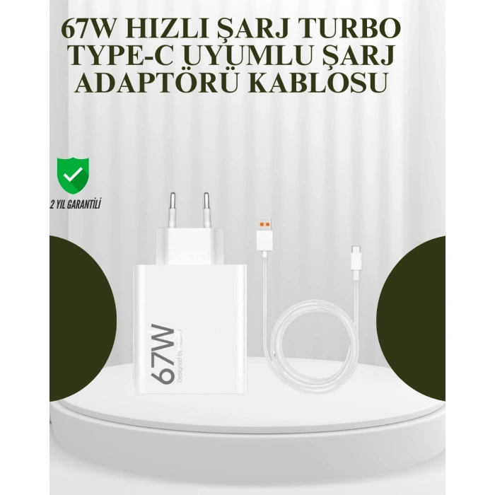 VipMarketim 67W Güçlü Şarj Adaptörü ve Turbo Kablo Uzun Ömürlü Dayanıklı Tasarım