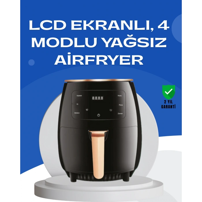 VipMarketim 6L Yağsız Fritöz 2400W Dokunmatik Ekran Otomatik Kapanma Airfryer