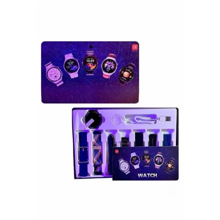 VipMarketim 7 Kordonlu Akıllı Saat Siyah Kasa Dokunmatik Ekran Uyku ve Sağlık Takibi