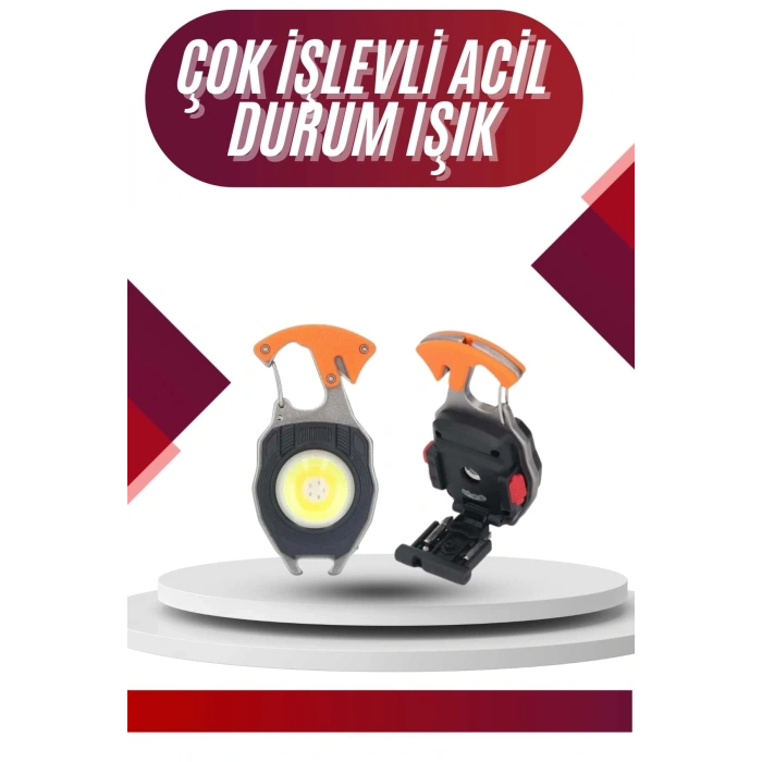 VipMarketim 7 Modlu Mini Led Lamba Anahtarlık USB Şarjlı Kamp İçin Taşınabilir