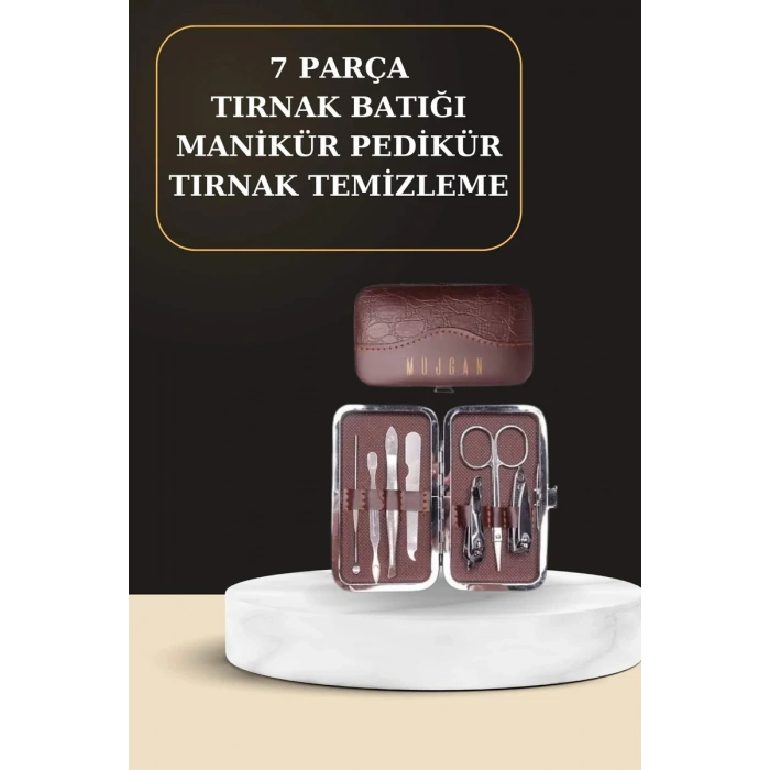 VipMarketim 7 Parça Manikür Pedikür Seti El Ayak Bakımı Çantalı Paslanmaz Çelik
