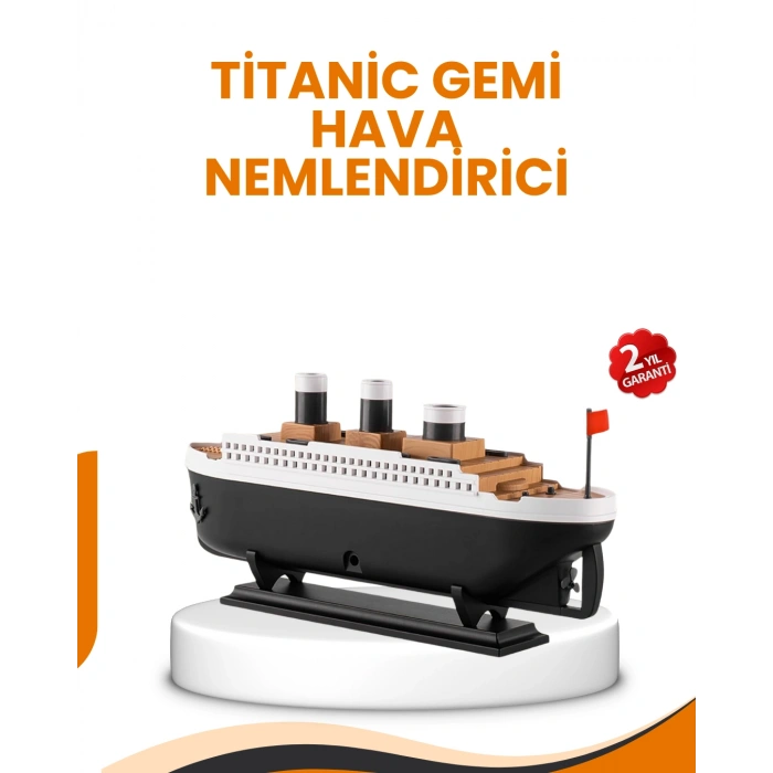 VipMarketim 7 Renk Ortam Işıklı Dekoratif Gemi Tasarım Hava Nemlendirici Difüzör