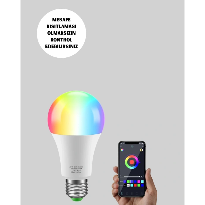 VipMarketim 9 Watt Beyaz Işık ve Renk Ayarlı Akıllı LED Ampul
