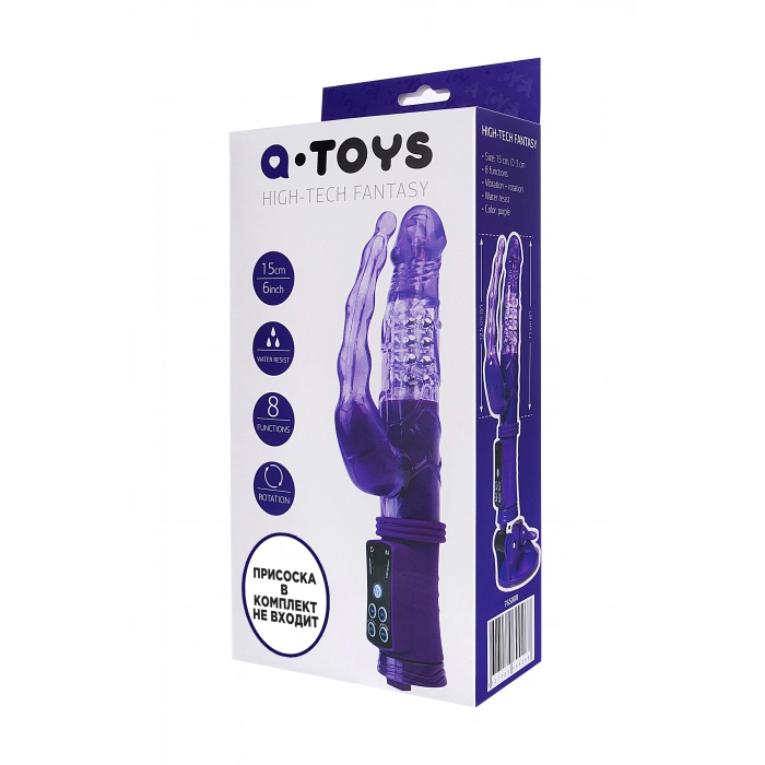 VipMarketim A-toys Anal-vajinal Vantuzlu Vibratör, Mor, 22 Cm