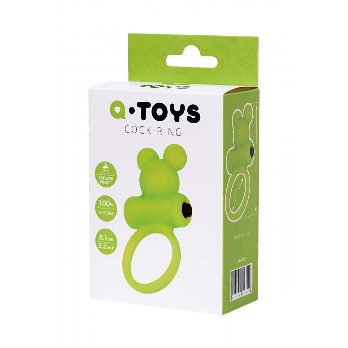 VipMarketim A-toys Chio Titreşimli Penis Halkası , Silikon, Yeşil, 8,1 Cm, Ø 3,1 Cm