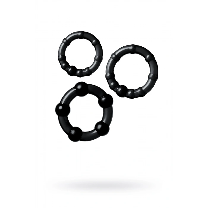 VipMarketim A-toys Penis Halka Seti, Tpe, Siyah, Ø 3,5/3/2 Cm