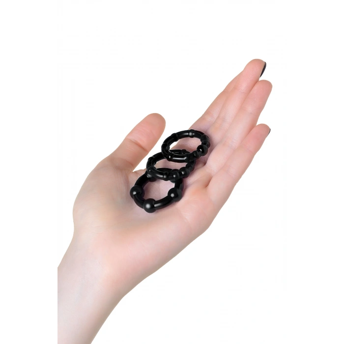 VipMarketim A-toys Penis Halka Seti, Tpe, Siyah, Ø 3,5/3/2 Cm