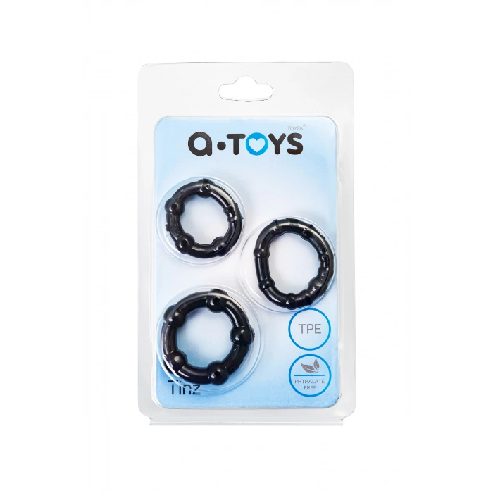 VipMarketim A-toys Penis Halka Seti, Tpe, Siyah, Ø 3,5/3/2 Cm