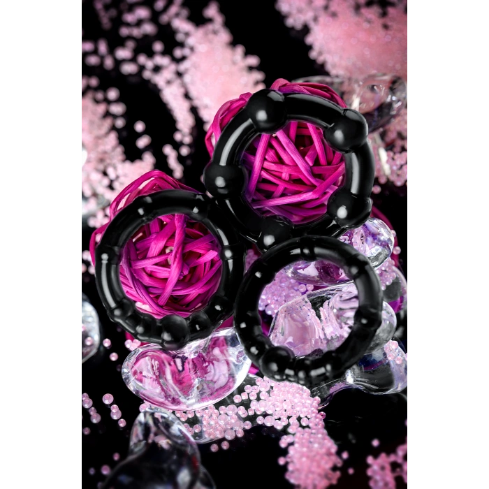 VipMarketim A-toys Penis Halka Seti, Tpe, Siyah, Ø 3,5/3/2 Cm