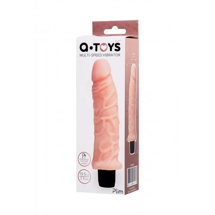 VipMarketim A-toys Plim Realistik Vibratör, Tpe, Ten, 19,5 Cm