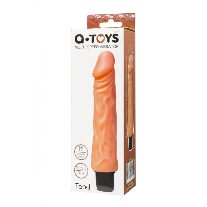 VipMarketim A-Toys Tond Realistik Vibratör, TPE,Ten, 20,5 cm