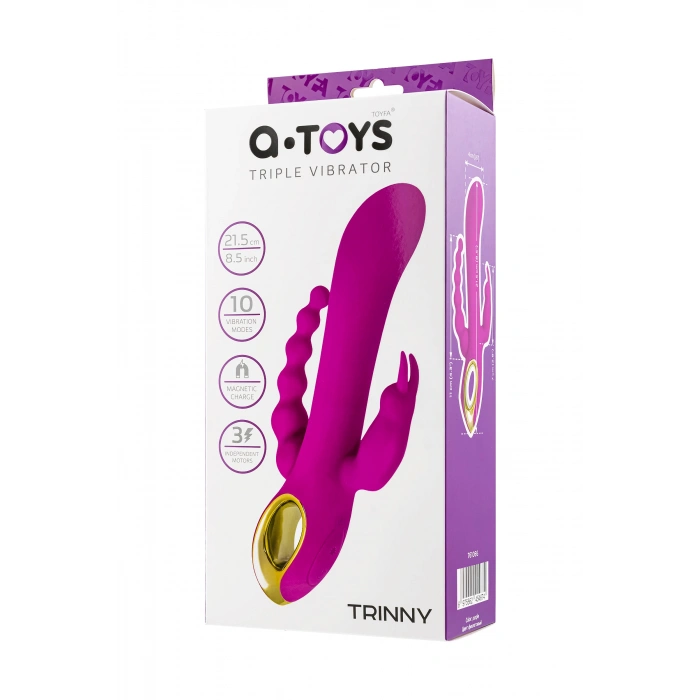 VipMarketim A-Toys  TRINNY Üçlü Vibratör, Silikon, Mor, 21.5 cm