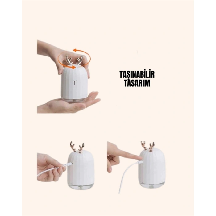 VipMarketim ABS+PP Malzemeli Taşınabilir 220 ml USB Mist Nemlendirici