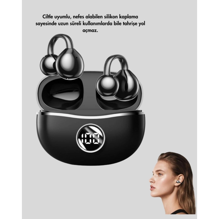 VipMarketim Açık Kulak Kablosuz Bluetooth Kulaklık – Konforlu Tasarım ve Uzun Süreli Kullanım