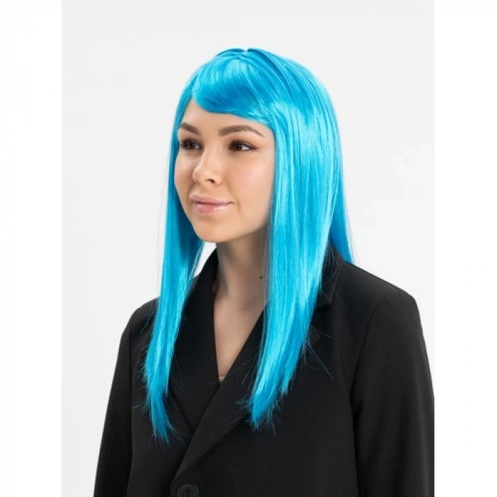 VipMarketim Açık Mavi Renk Uzun Düz Parti Peruğu