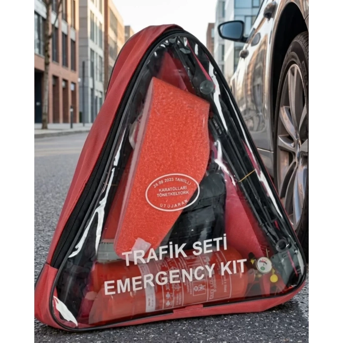 VipMarketim Acil Durum Trafik Seti Reflektör Yangın Tüpü ve İlk Yardım Çantalı
