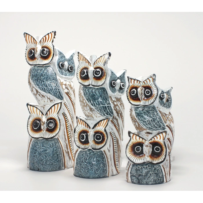 VipMarketim Ahşap 3lü Baykuş Seti Model 6