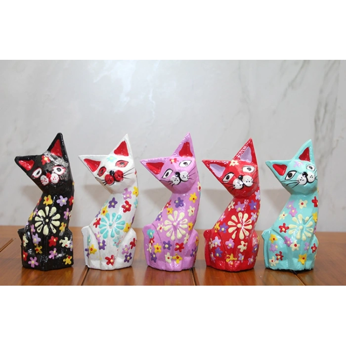 VipMarketim Ahşap 5li Kedi Seti Model 2