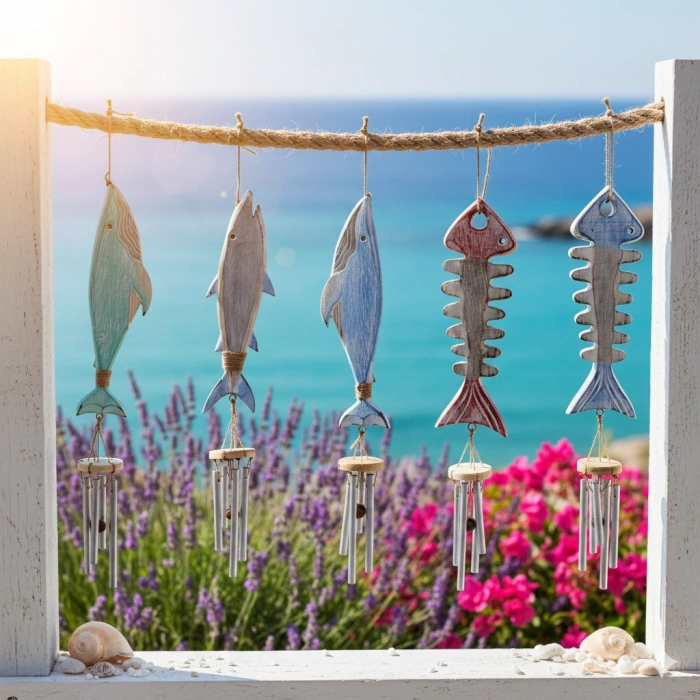 VipMarketim Ahşap Balıklı Metal Çan