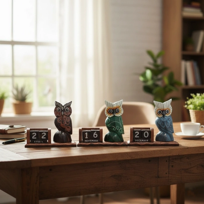 VipMarketim Ahşap Baykuş Takvim Büyük Boy