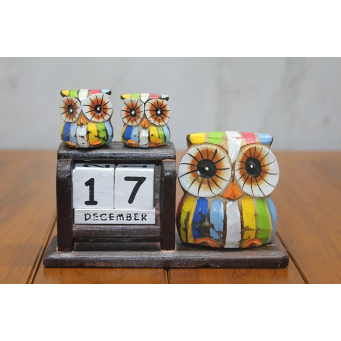 VipMarketim Ahşap Baykuş Takvim Model 2