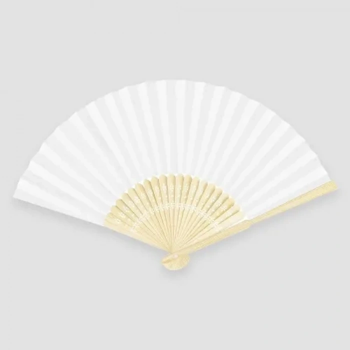 VipMarketim Ahşap Beyaz Kağıt Yelpaze