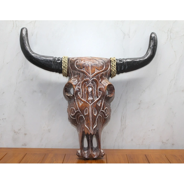 VipMarketim Ahşap Duvara Asmalı Bufalo Kafası