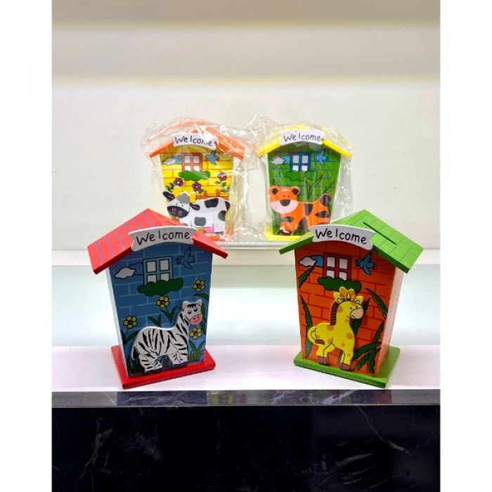 VipMarketim Ahşap Ev Tasarımlı Kumbara